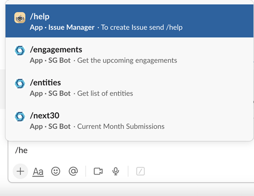 /help command in Slack